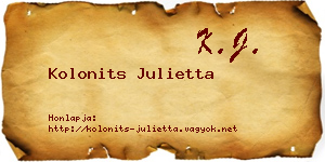 Kolonits Julietta névjegykártya